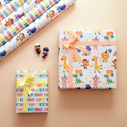 GIGGLES & BALLOONS REVERSIBLE KIDS GIFT WRAPPING SHEETS