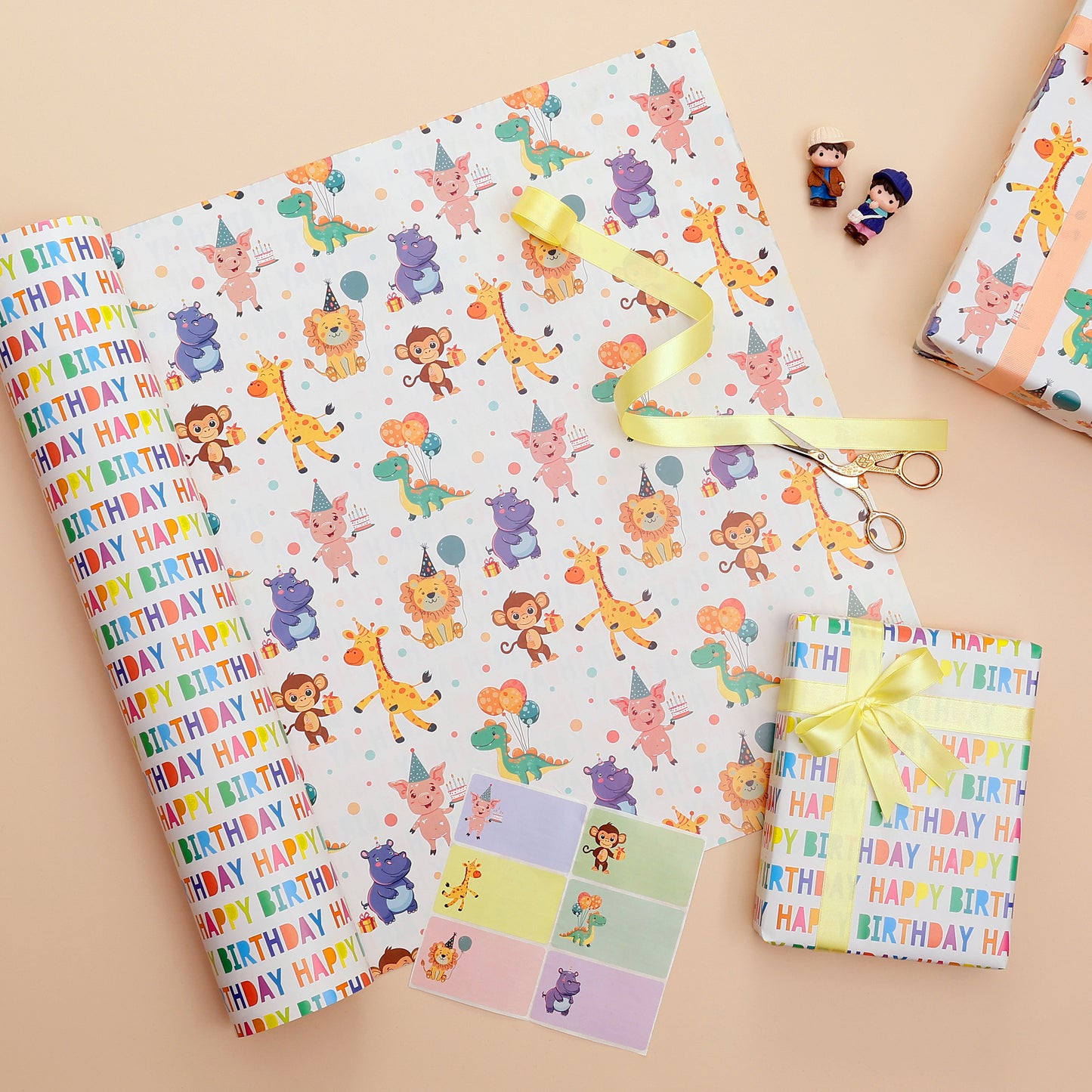 GIGGLES & BALLOONS REVERSIBLE KIDS GIFT WRAPPING SHEETS