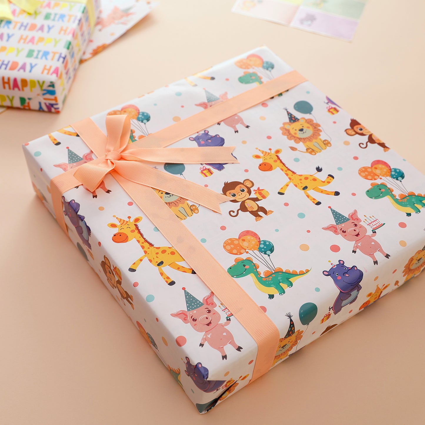 GIGGLES & BALLOONS REVERSIBLE KIDS GIFT WRAPPING SHEETS