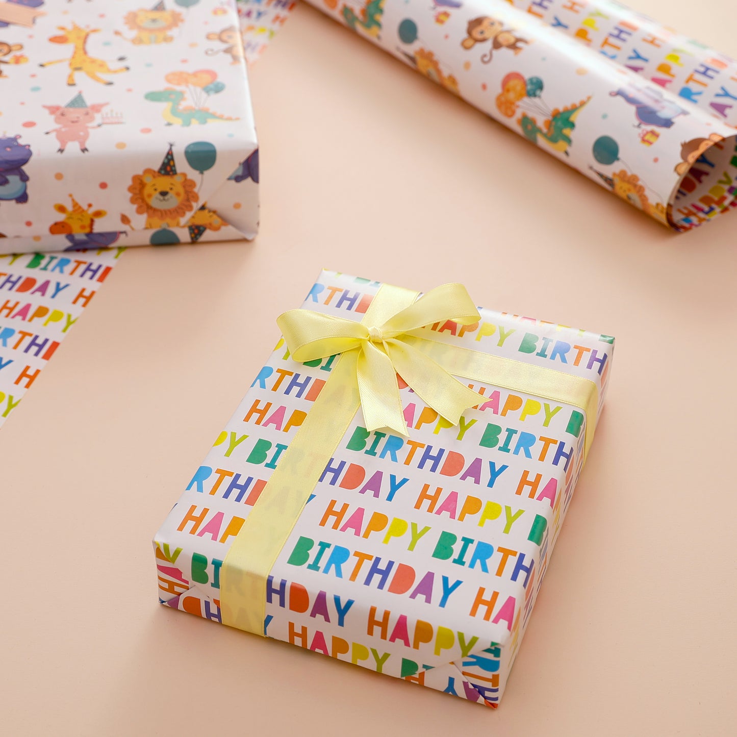 GIGGLES & BALLOONS REVERSIBLE KIDS GIFT WRAPPING SHEETS